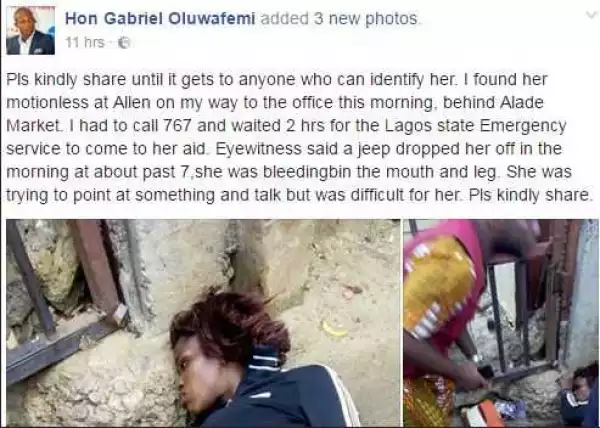 Man Finds Motionless Lady Who Was Reportedly Dropped Off By A Jeep